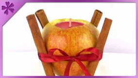 DIY Apple candle, autumn decoration ساخت شمع با سیب