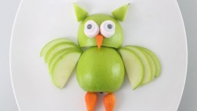 Art In Apple Owl Bird تزیین سیب به شکل جغد
