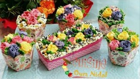 تزیین کاپ کیک به شکل گل بسیار زیبا