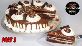 // تزیین کیک اسفنجی با کریم / کرم و شکلات