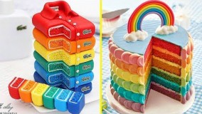 جذابترین ایده های تزیین کیک به شکل رنگین کمون