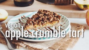 VEGAN SALTED CARAMEL APPLE CRUMBLE TART | پای سیب