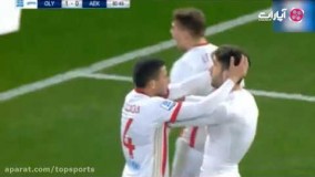 خوشحالی جالب کریم انصاری فرد روی گل اول تیم المپیاکوس