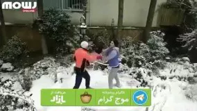 بوکس بازی بهنوش طباطبایی زیر برف