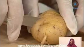 آشپزی مدرن-سیب‌زمینی فنری با مرغ سوخاری