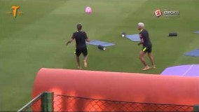 تمرین تنیس فوتبال در تمرینات تیم‌ملی برزیل با حضور نیمار