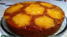 کیک پزی-تهیه کیک آناناس بر عکس