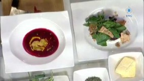 آشپزی مدرن-ماهی همراه با سالاد اسفناج و چغندر