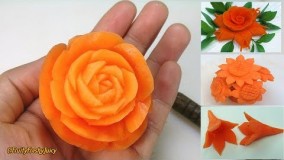 تزیین غذا-تزیین هویج به شکل گل