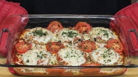 آشپزی ایرانی-بادمجان شکم پر با پنیر پارمزان