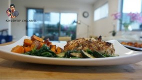 آموزش آشپزی - طرز تهیه مرغ خردلی گریل شده به همراه کدو و اسفناج