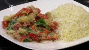 آموزش آشپزی - طرز تهیه برنج مسکه یی با خوراک مرغ