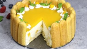 کیک پزی-تهیه کیک پنیری انبه - بدون پخت