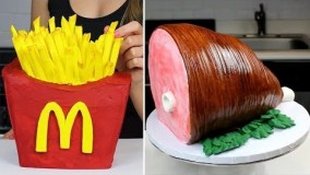 آشپزی -تزیین کیک به شکل عجیب