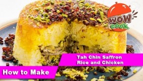 آشپزی ایرانی -تهیه ته چین زعفرانی و مرغ