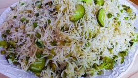 آشپزی  ایرانی-- | برنج با ترکاری سبز