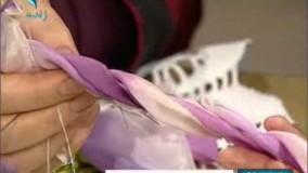 آموزش ربان دوزی-گل رُز با روبان دوزی