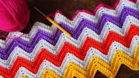 آموزش قلاب بافی-آموزش مدل  زیگزاگ.how to crochet zigzag pattern