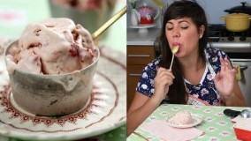 دسر خوشمزه-تهیه بستنی توت فرنگی