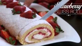 دسر خوشمزه-تهیه دسر توت فرنگی-رولت لذیذ