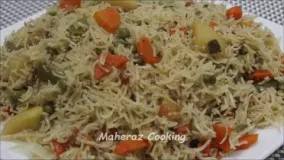 آشپزی ایرانی-پلو و سبزیجات-لذیذ