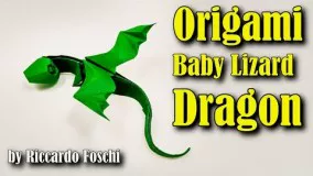 Origami Dragon EASY (Baby Lizard Dragon by Riccardo Foschi) - Easy Origami tutorial