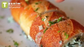 اسفناج با نان سیر دار | فیلم آشپزی