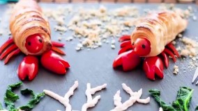 تزیین خمیر پفی به شکل خرچنگ | فیلم آشپزی