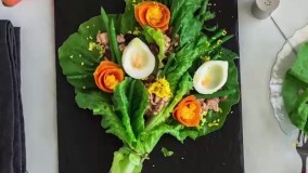 تزیین سالاد به شکل دسته گل | فیلم آشپزی