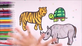 آموزش نقاشی به کودکان ؛ ببر، کرگدن و لاک پشت