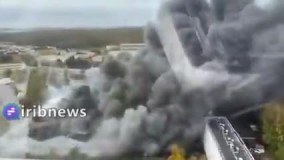 آتش سوزی گسترده در بندری در شمال فرانسه