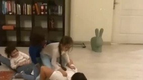 بازی شاهرخ استخری با دختراش و بچه های دوستش