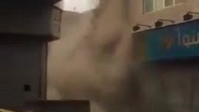 لحظه وحشتناک اولیه ریزش آوار ساختمان در خیابان ابوذر، خیابان فلاح