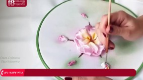 نحوه روبان دوزی گل و سایه زدن روبان با آبرنگ