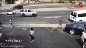 لحظه وحشتناک تصادف BMW با یک زن