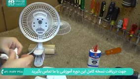 باز و بست کردن کامل موتور پنکه رو میزی برای تعمیر و روغن کاری