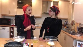 کیک هندوانه ای مخصوص شب یلدا با فاطمه گودرزی و دخترش آوا