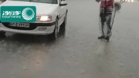 بارش شدید باران شهر جم در بوشهر