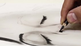 اموزش سیاه قلم چهره کامل خیس با مداد کنته