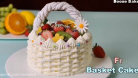 طرزتهیه  سبد کیک میوه ای