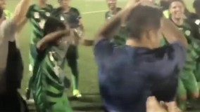 رقص بازیکنان چوکای تالش بعد از صدرنشینیِ لیگ دو