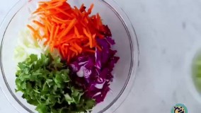 سالاد بادام زمینی و سس ارده کنجد