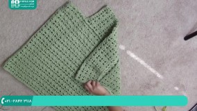 بافت پانچو کوتاه با یقه هفت و آستین شنلی