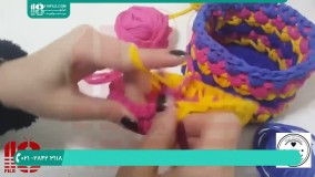 آموزش بافت سبد گرد با نخ تریکو و قلاب