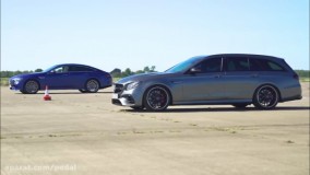 درگ خانوادگی مرسدس AMG GT S چهار درب با E63 S استیشن
