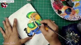 نقاشی روی پارچه-اصول آموزش نقاشی روی پارچه-نقاشی روی کیف طرح سنتی