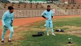 چالش گلزنی حسینی در تمرینات استقلال