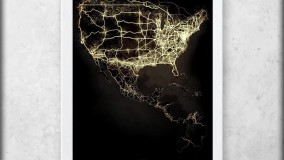 تابلو نقشه کشور ایالات متحده امریکا با تم Retina light