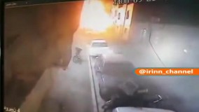 لحظه انفجار کارگاه شارژ سیلندر در منطقه قلعه مرغی تهران