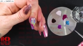 ناخن نقره ای هولوگرامی با ژل